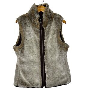 Vintage Gap Faux Fur Reversible Vest Medium Brown